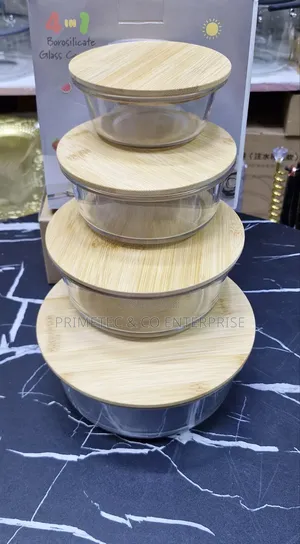 Set ya Vituo vya Kioo vya Borosilicate vya Duria 4-in-1 na Vifuniko vya Mianzi