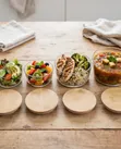 4-in-1 Round Borosilicate Glass Container Set with Bamboo Lids - 2