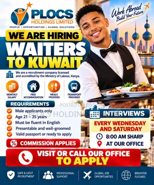 Ajira ya Wahudumu wa Mgahawa kwa Sekta ya Ukarimu Kuwait