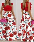 Shein Women's Sexy Ruffle Floral Print Holiday Outfit - 1