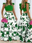 Shein Women's Sexy Ruffle Floral Print Holiday Outfit - 2