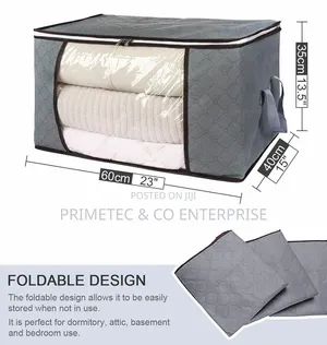 80L Foldable Clothes Organizer Bag with Clear Front Pane