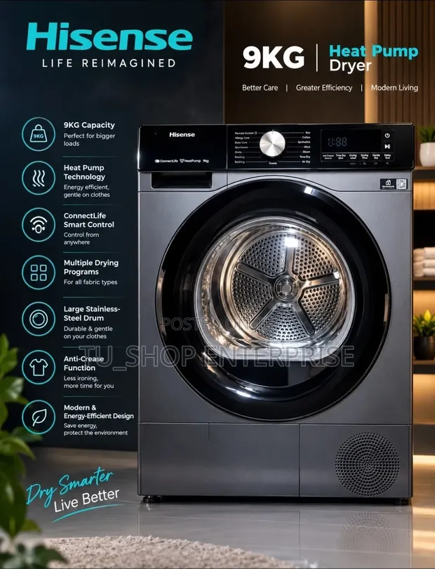 Hisense 9kg Front Load Dryer Mpya - 1