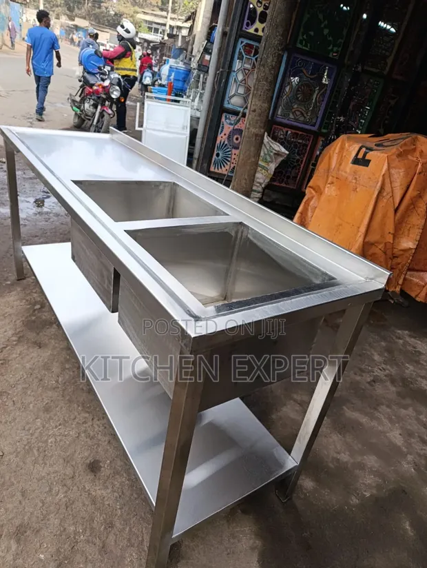Double Bowl Stainless Steel Sink with Worktop - 1