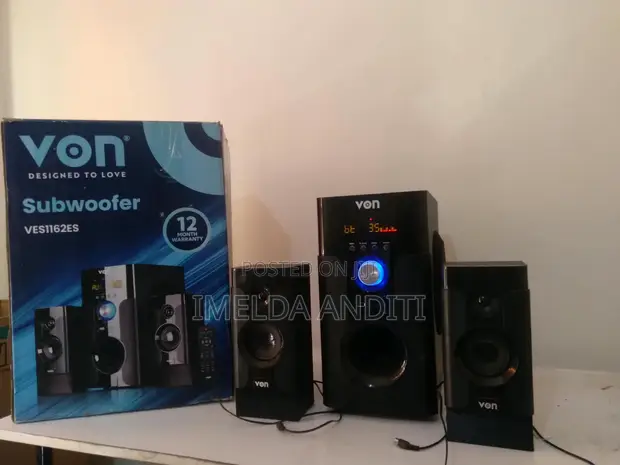 VON 2.1 Subwoofer Speaker - 116W RMS, Bluetooth, USB/SD, Redio ya FM - 1