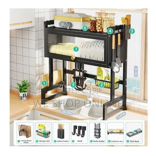 Single Layer Over Sink Rack with Glass Acrylic Cover - 1