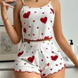 Pajamas za Wanawake za Vipande 2 na Picha ya Moyo - 3