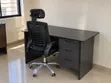 Gray Office Desk with 3 Drawers and Ergonomic Chair - 2