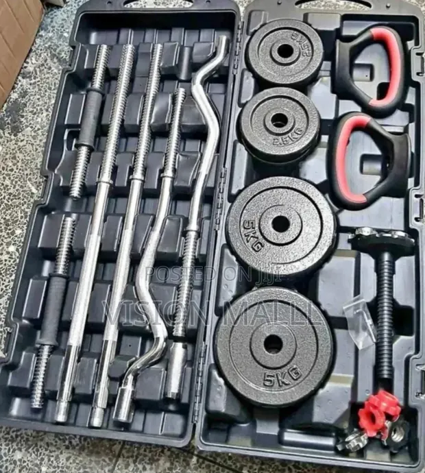 58KG Adjustable Dumbbell and Barbell Set with Case - 1