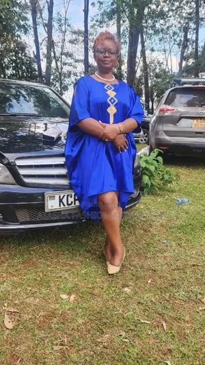 Royal Blue Kaftan Dress with Gold Embroidery