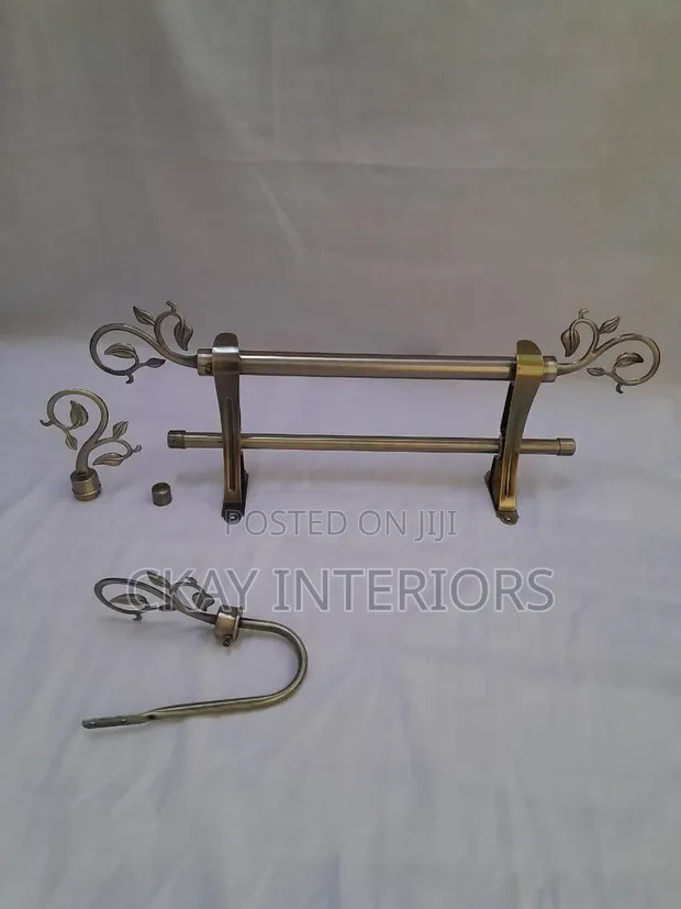 Bronze & Antic Gold Powder-Coated Curtain Rods - 1