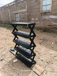 All Black 15 Pair Foldable Pallet Shoe Rack - 2
