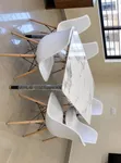 White Dining Table Set na Viti 6 vya Eames - Kichwa cha Marumaru Chenye Maua - 4