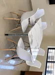 White Dining Table Set na Viti 6 vya Eames - Kichwa cha Marumaru Chenye Maua - 5