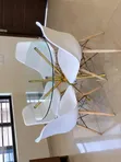 Round Glass Dining Table with 4 White Chairs - Gold Base - 5