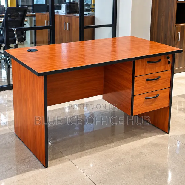 1.2M Brown Executive Office Desk with Lock - 1