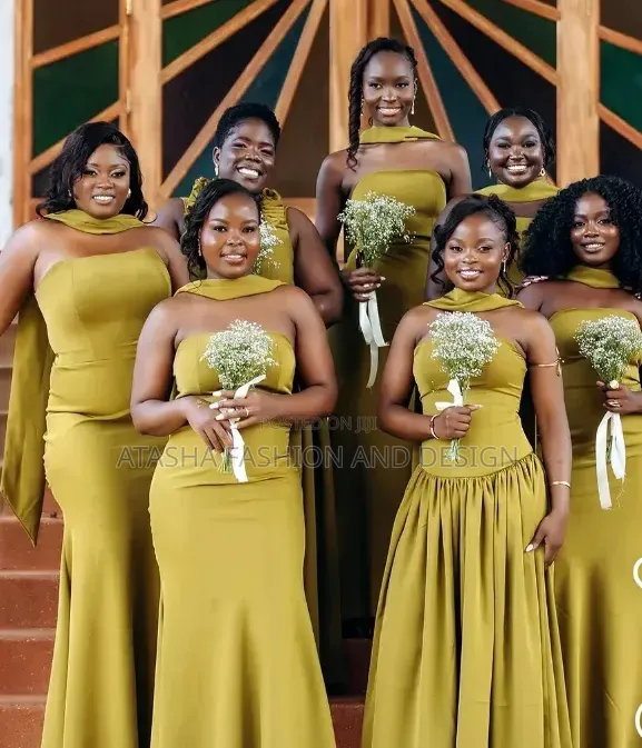 Olive Gold Bridesmaids Mermaid Dresses - 1