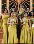 Olive Gold Bridesmaids Mermaid Dresses - 2