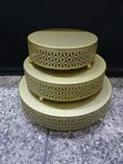 3-Piece Gold Cake Stand Set (25cm, 30cm, 35cm) - 1