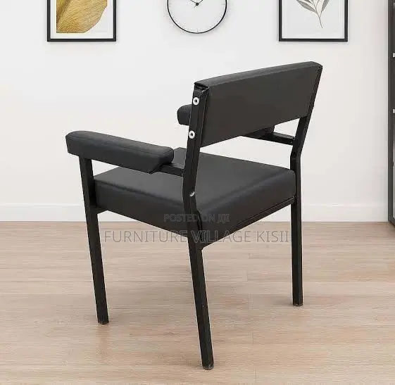 Catalina Armrest Chair - Black Faux Leather - 1