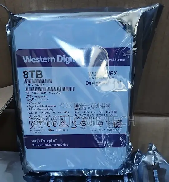 WD Purple 8TB Hard Drive for CCTV Storage - 1