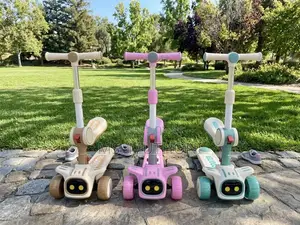 Kids Robot-Inspired 3-Wheel Scooter with Lights