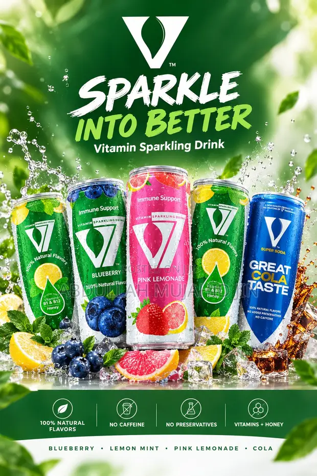 V7 Flavoured Sparkling Water Drink (Imetengenezwa Misri) - 1