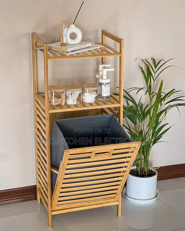 2-in-1 Bamboo Laundry Hamper with Shelf - 1