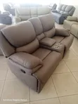 Sofa ya Recliner ya Kifahari ya Rangi ya Kahawia Nyeusi ya Viti Viwili - 1