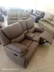Sofa ya Recliner ya Kifahari ya Rangi ya Kahawia Nyeusi ya Viti Viwili - 2