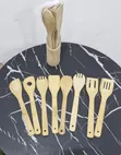 9-Piece Bamboo Cooking Utensil Set with Holder - 1