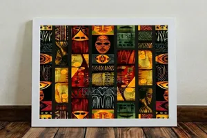 Kazi ya Sanaa ya Ukutani ya Canvas yenye Muundo wa Kiafrika na ARTIVO