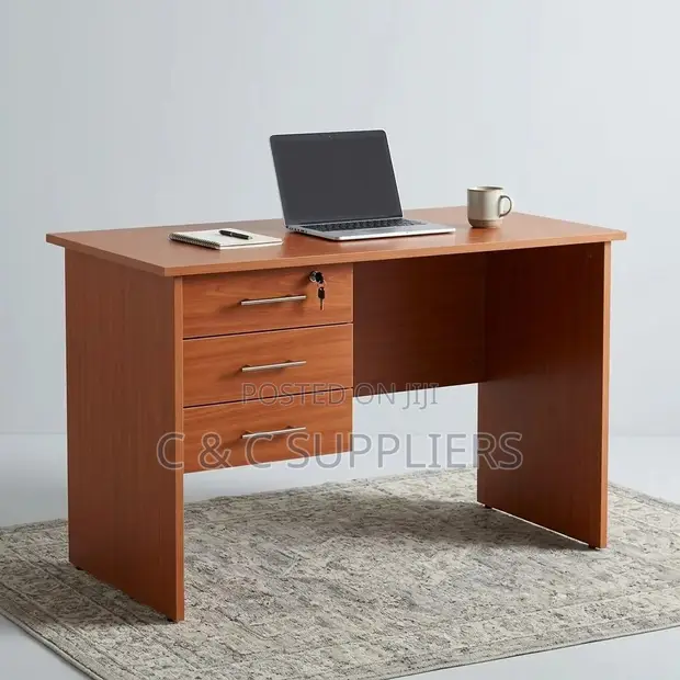 Custom Brown 3-Drawer Work Desk - 1