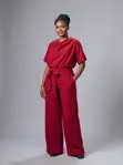 Set ya Cowl Neck Top na Palazzo Trouser - 2