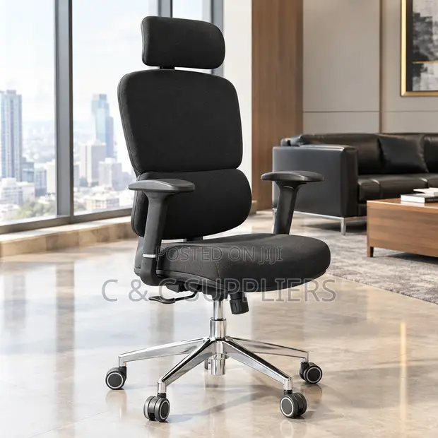 Executive Black Fabric Workstation Chair - 1