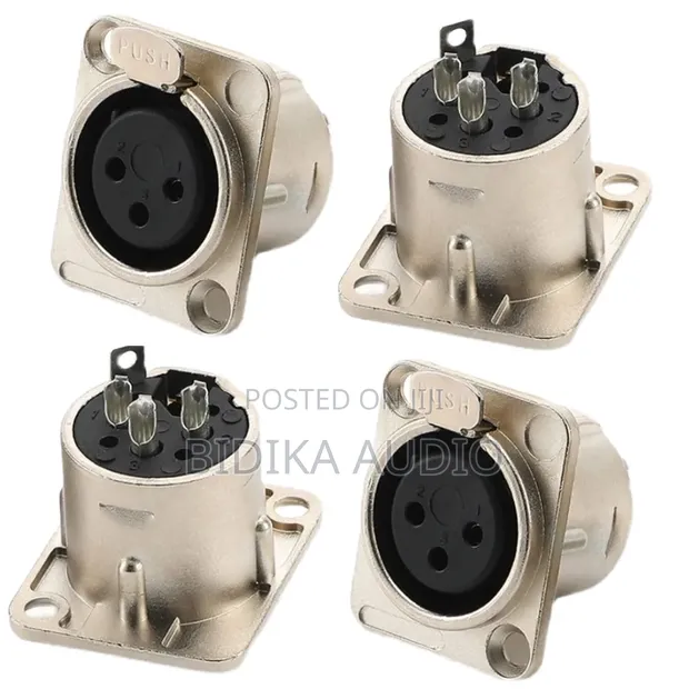 3-Pin XLR Speakon Female Panel Mount Audio Connector (Metal) - 1