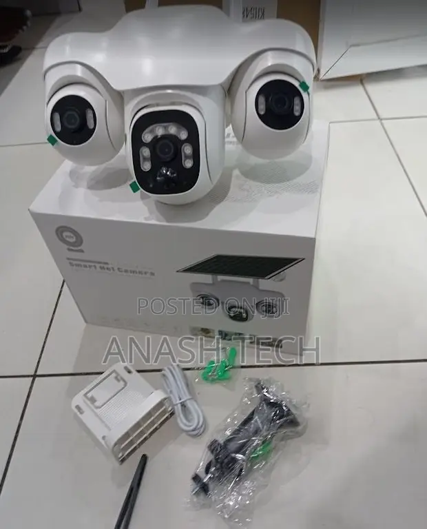 V380 Pro Solar CCTV Camera - 3 Lens Triple Screen HD - 1