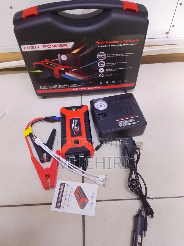 Jump Starter ya Gari na Air Pump & USB Charger - 1