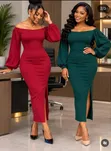 Gauni Refu la Wanawake la Off Shoulder - Gauni Zuri la Sherehe - 2