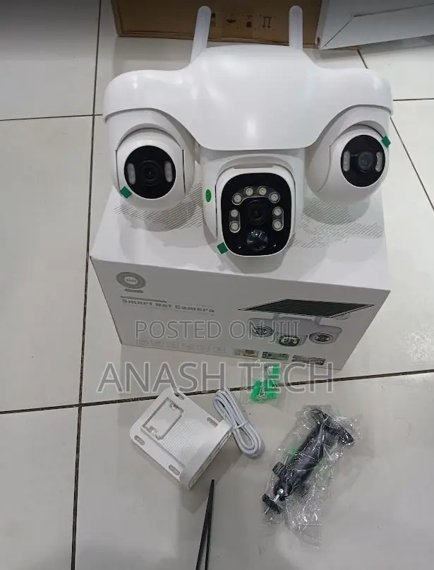 V380 Pro 3-Lens WiFi Solar CCTV Camera 360° PTZ - 1