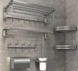 7-Piece Multifunctional Gunmetal Gray Aluminum Bathroom Rack - 1