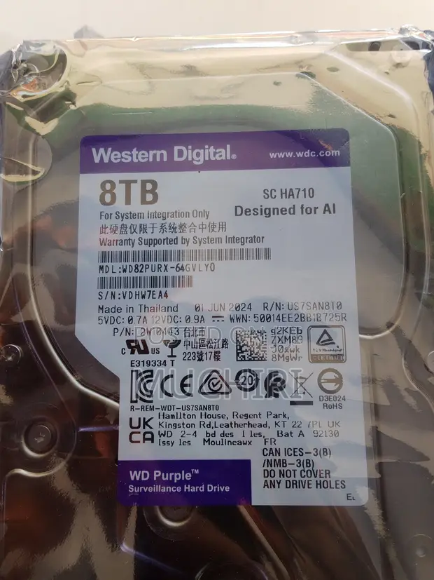 Western Digital Purple 8TB Surveillance HDD - 1