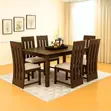 Modern Wooden Dining Set for 6 - Brown - 1