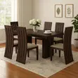 Modern Wooden Dining Set for 6 - Brown - 2