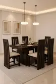 Modern Wooden Dining Set for 6 - Brown - 3
