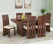 Modern Wooden Dining Set for 6 - Brown - 4