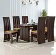 Modern Wooden Dining Set for 6 - Brown - 5