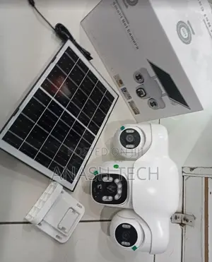 V380 Pro 3-Lens Solar Surveillance Camera with Night Vision
