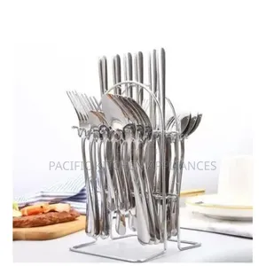 24-Piece Stainless Steel Cutlery Set with Stand
