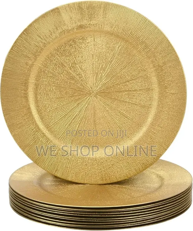 13 Inch Gold Charger Plates - Round Reef Pattern - 1